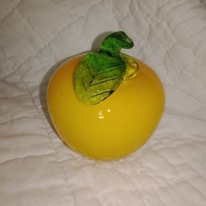 Vintage Glass Yellow Apple Decor Art